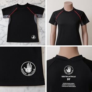 Body Glove Kids 3T Swim Shirt Rash Guard Black Gray‎ Red Piping UV Protective